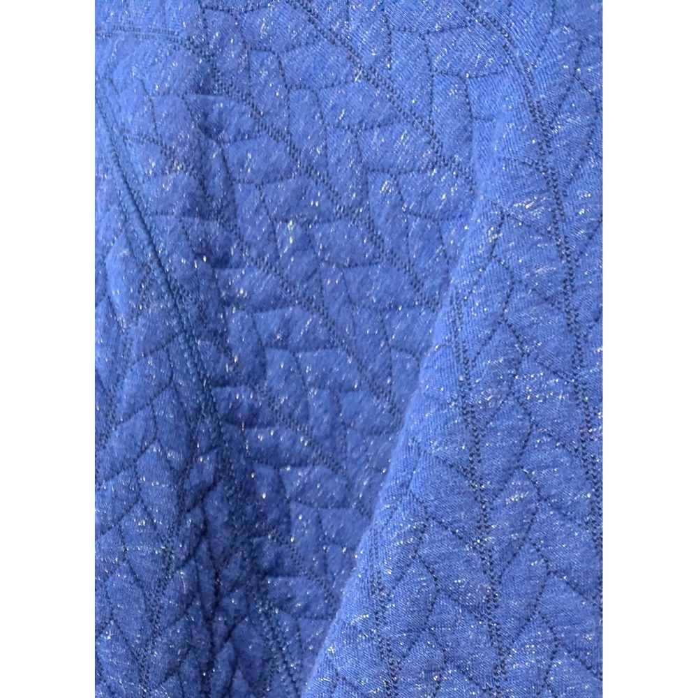 T By Talbots Women's Pullover Mock Sweater XL Blue Metallic Long Sleeve Zipper - Picture 3 of 6